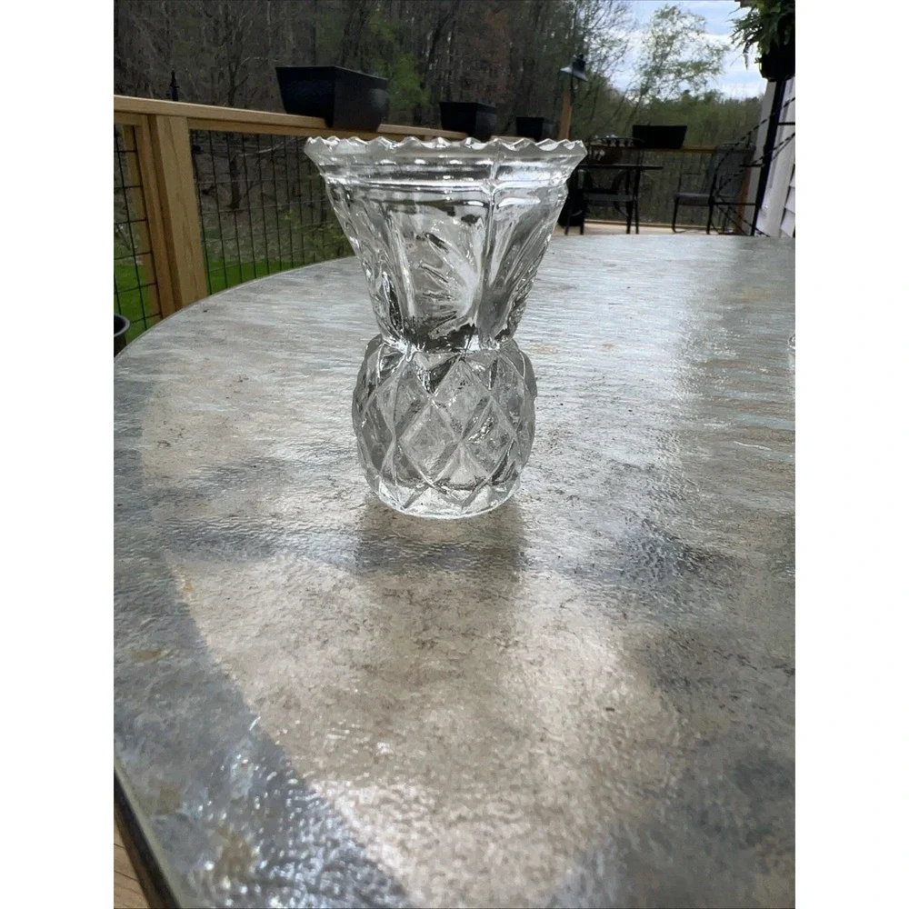 2 Vintage Small Clear Glass Toothpick Or Flower Holder